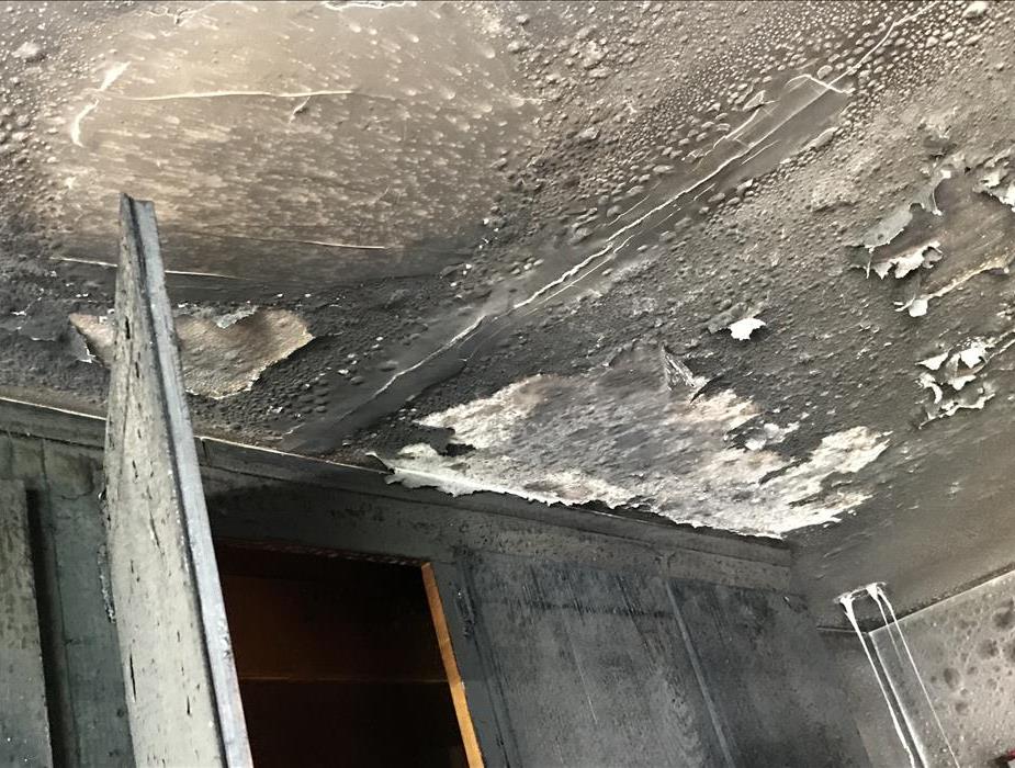 ceiling damaged by fire