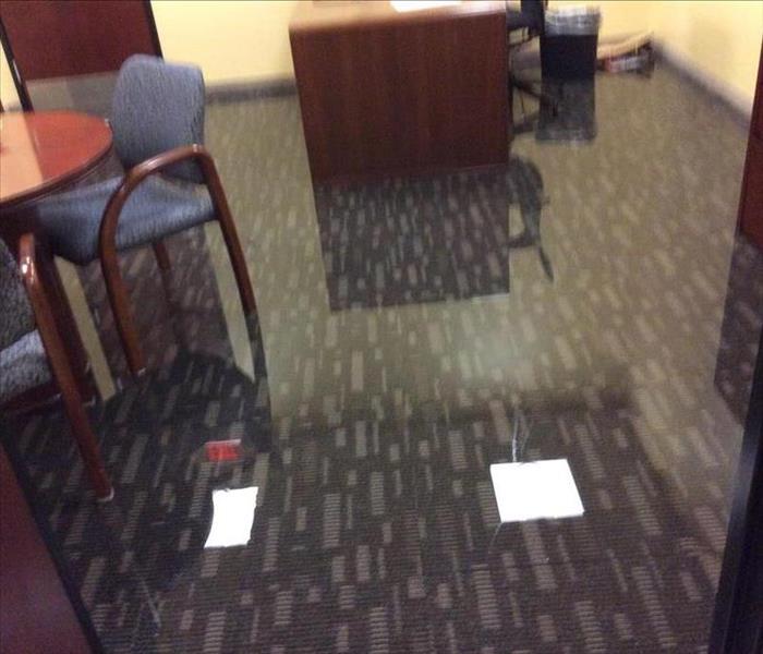 Carpet in office is covered in water