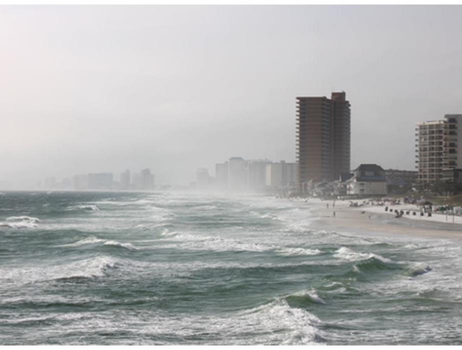 storm waves along the shoreline